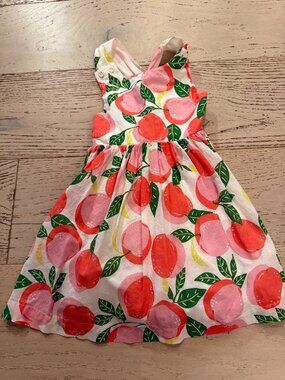 Mini Boden Ivory Peach Dress EUC 2/3